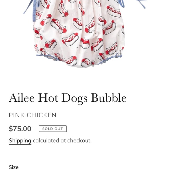 Pink Chicken 4th of July hotdog romper - Picture 3 of 3